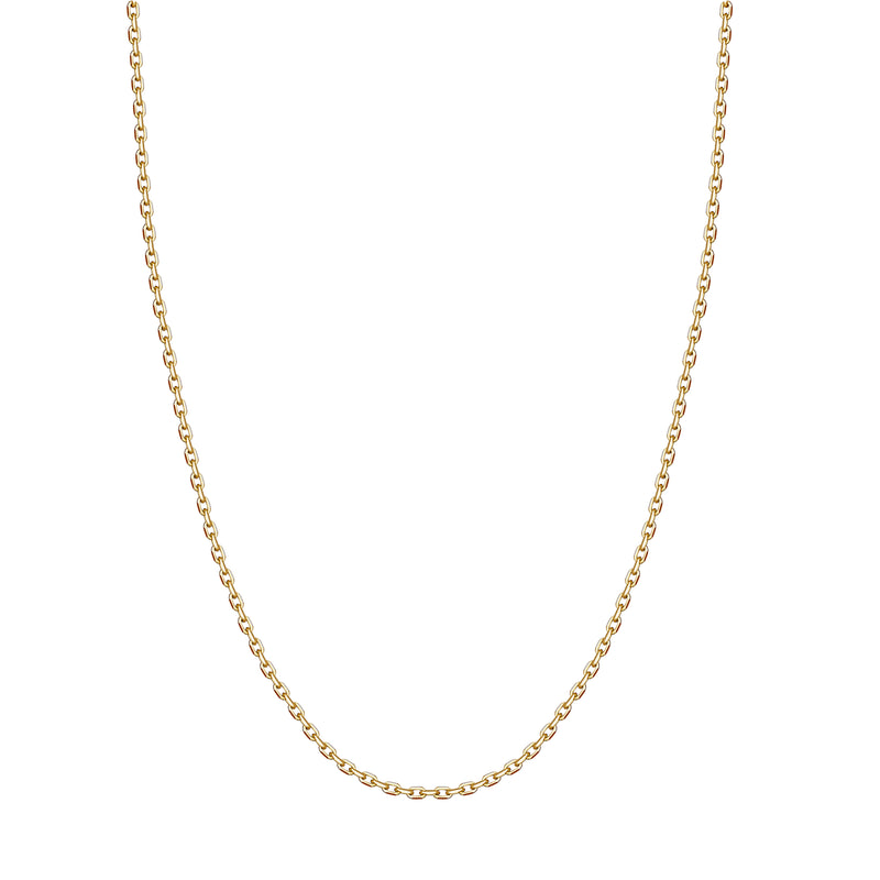 This fine 14 karat gold necklace is the ultimate statement of minimalism. It is the perfect gold necklace for women who love to layer jewels.   Our Basic Fine Necklace is available in two lengths. A gold choker necklace in 34 cm extendable to 37cm and a gold necklace in 39cm extendable to 42cm.