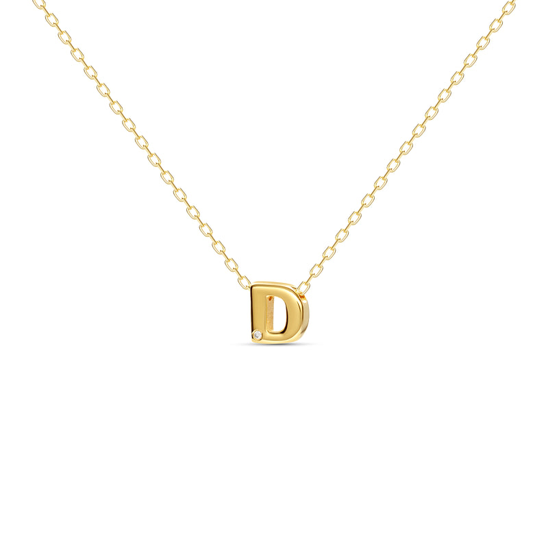 Mosuo Jewellery Diamant Buchstaben Halskette “D” - Vermeil