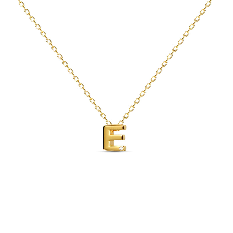 Mosuo Jewellery Diamant Buchstaben Halskette “E” - Vermeil