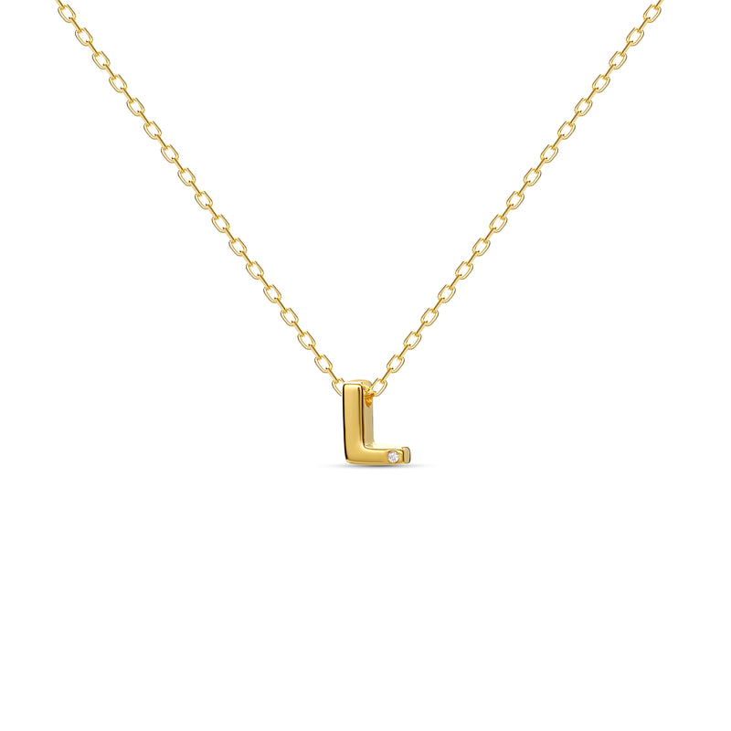 Mosuo Jewellery Diamant Buchstaben Halskette “L” - Vermeil
