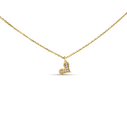 Diamond Heart Necklace - 14 karat gold diamond necklace, diamonds 0.05ct