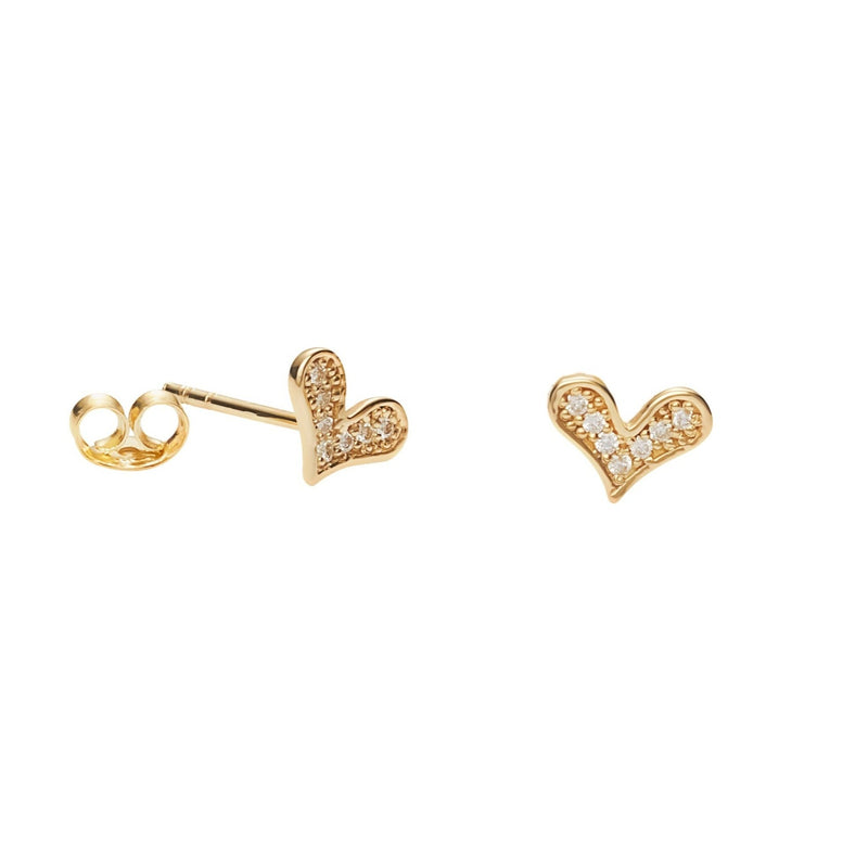 Diamond Heart Earrings - 14 karat gold diamond earrings, diamonds 0.10ct