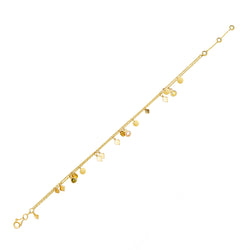 This double chain 14 karat gold ankle bracelet is one of our bestsellers!  The double chain anklet with all its shimmer, colours and little charms will accompany you with every step you take.