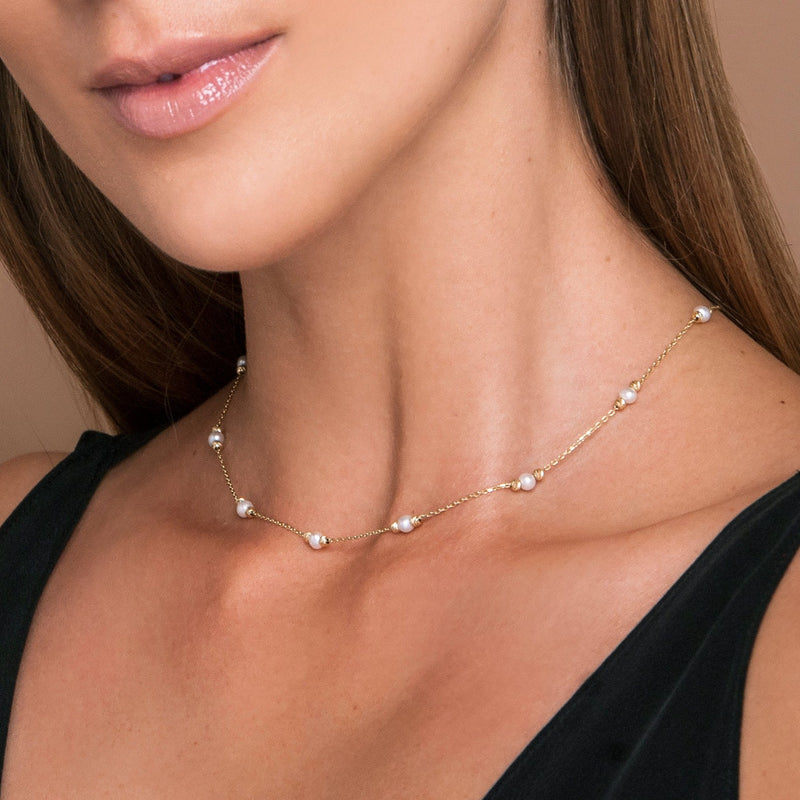 Perlen Halskette - 585 Goldkette, Frischwasser Perlen – MOSUO | Goldketten