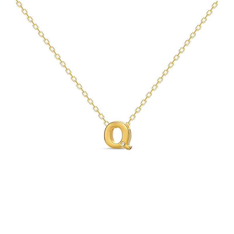 Mosuo Jewellery Diamant Buchstaben Halskette “Q” - Vermeil
