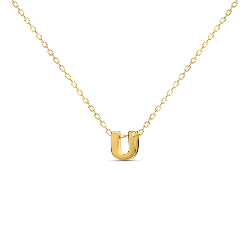 Mosuo Jewellery Diamant Buchstaben Halskette “U”- Vermeil