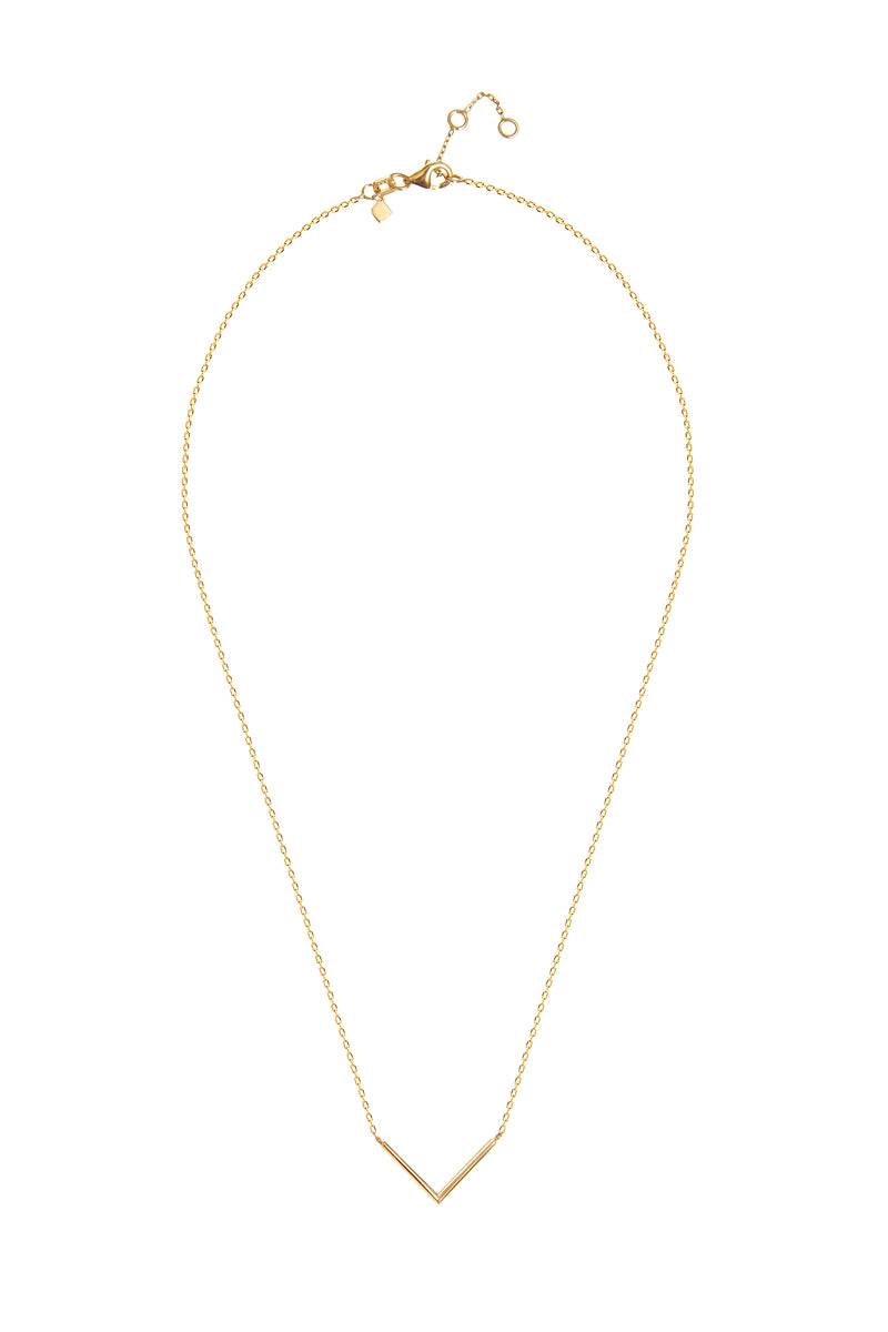 V - Necklace - 14 karat gold necklace for women