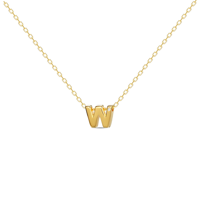 Mosuo Jewellery Diamant Buchstaben Halskette “W”- Vermeil