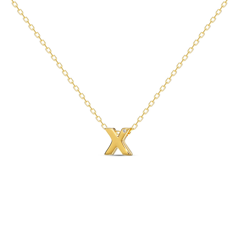 Mosuo Jewellery Diamant Buchstaben Halskette “X”- Vermeil