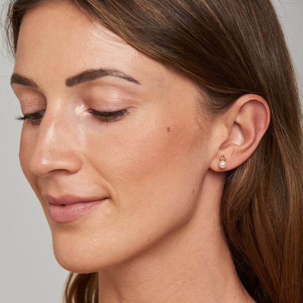 Pearl Stud Earring - 14 karat gold pearl earring, freshwater pearl